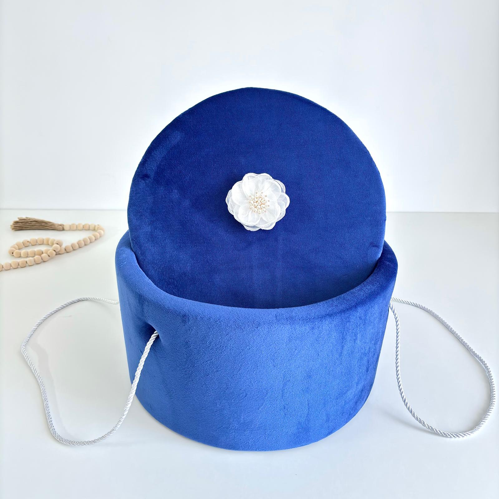 Cufăr pentru Trusoul de Botez Buretat cu Catifea Albastru