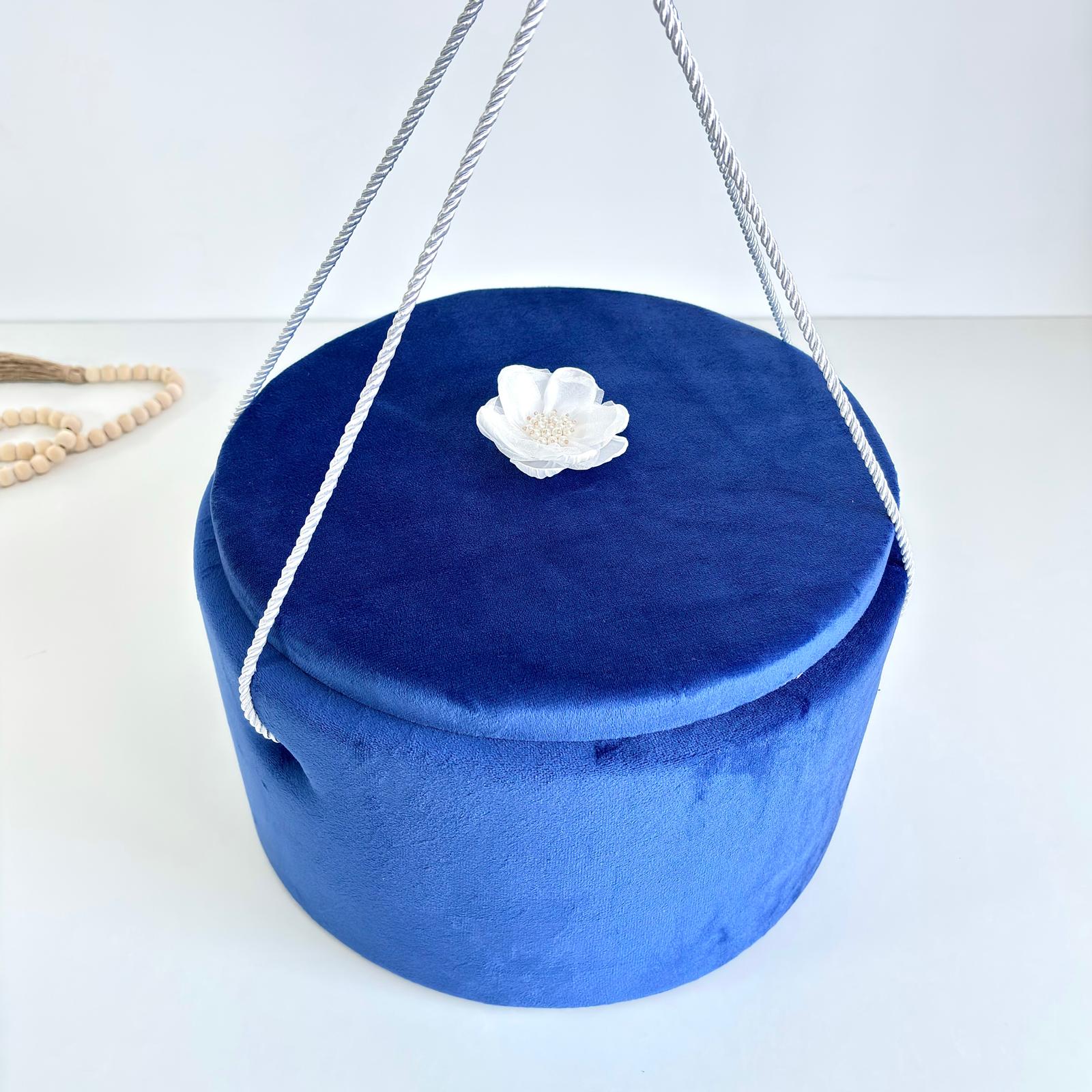 Cufăr pentru Trusoul de Botez Buretat cu Catifea Albastru