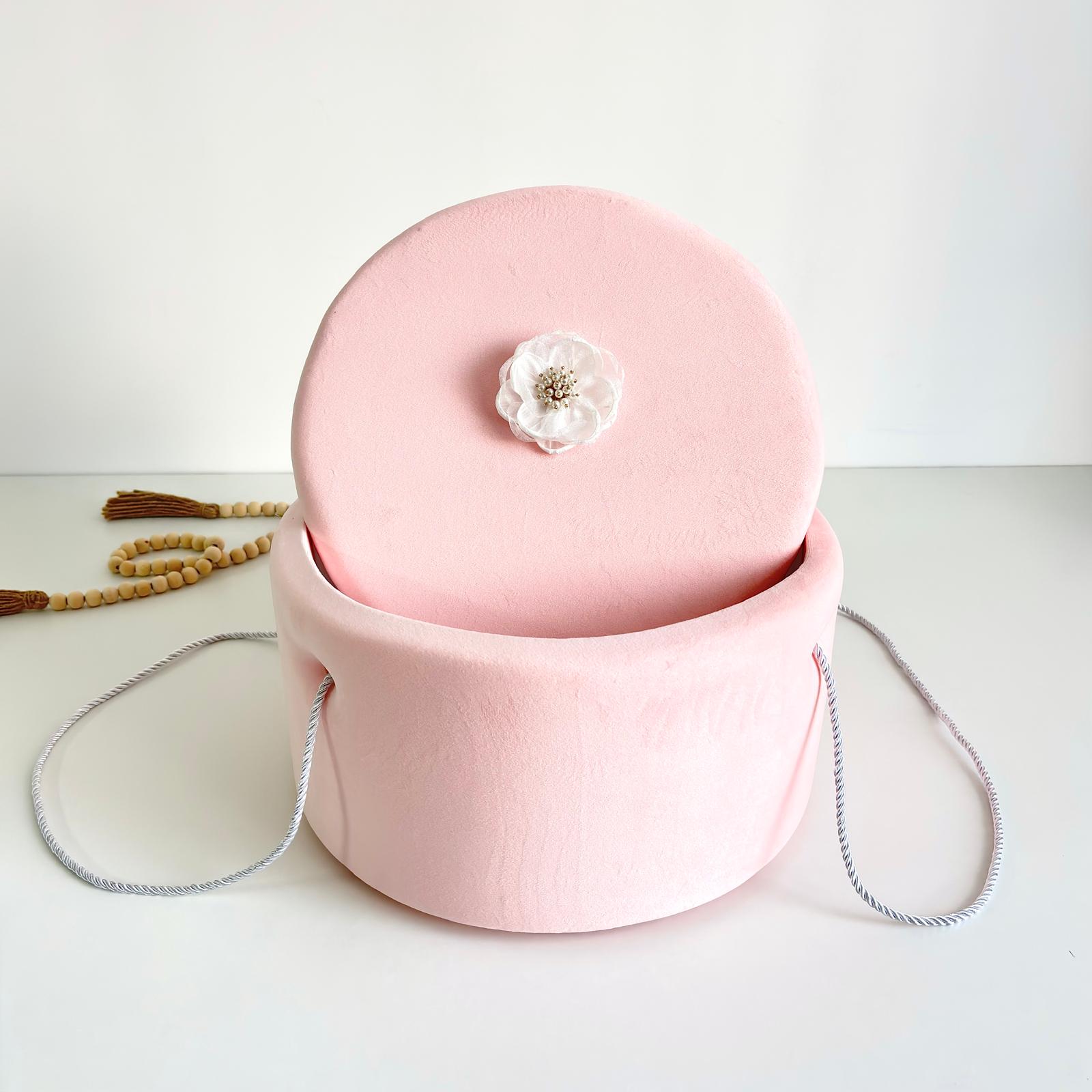 Cufăr pentru Trusoul de Botez Buretat cu Catifea Roz