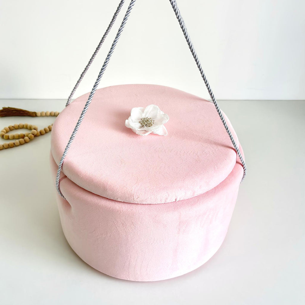 Cufăr pentru Trusoul de Botez Buretat cu Catifea Roz