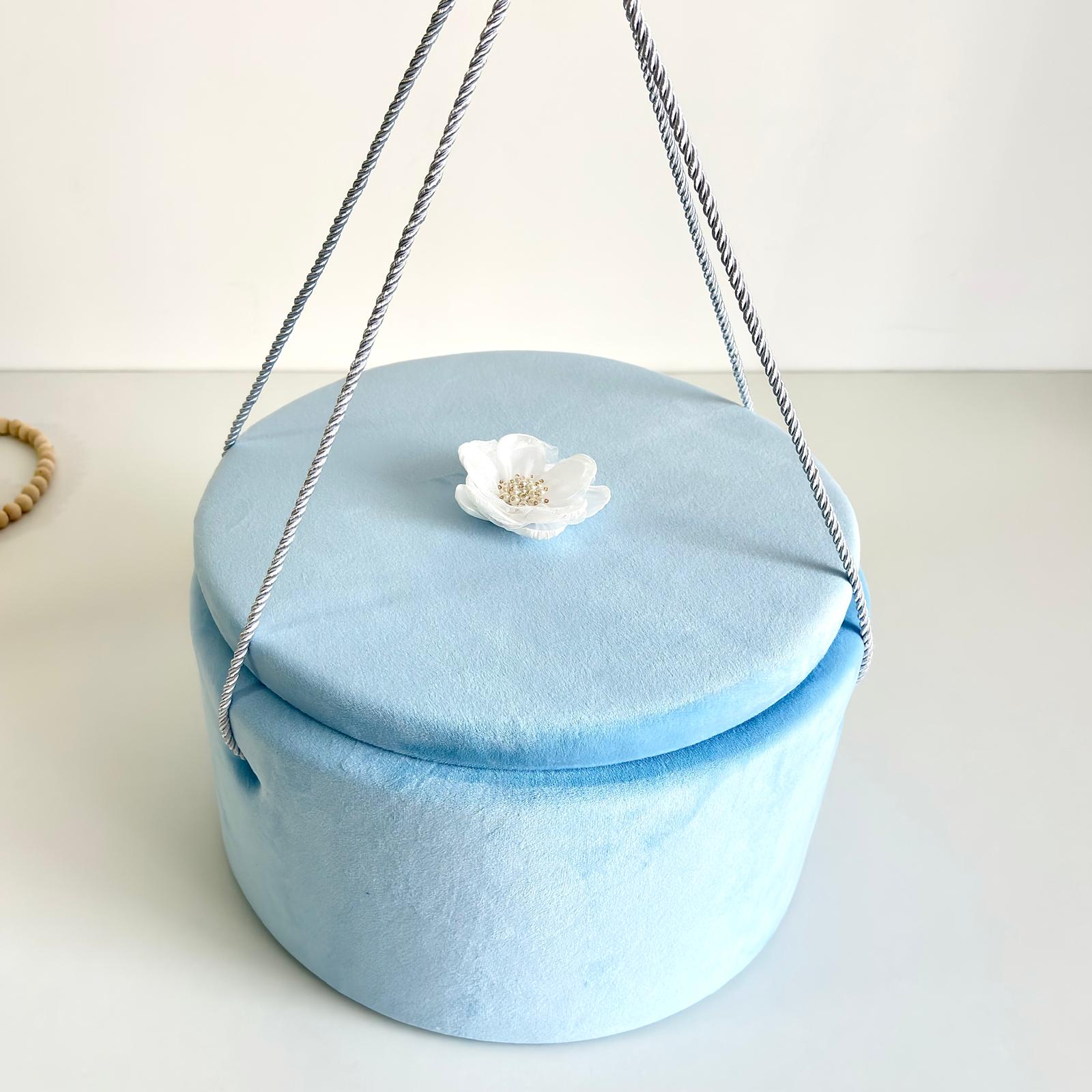 Cufăr pentru Trusoul de Botez Buretat cu Catifea Bleu