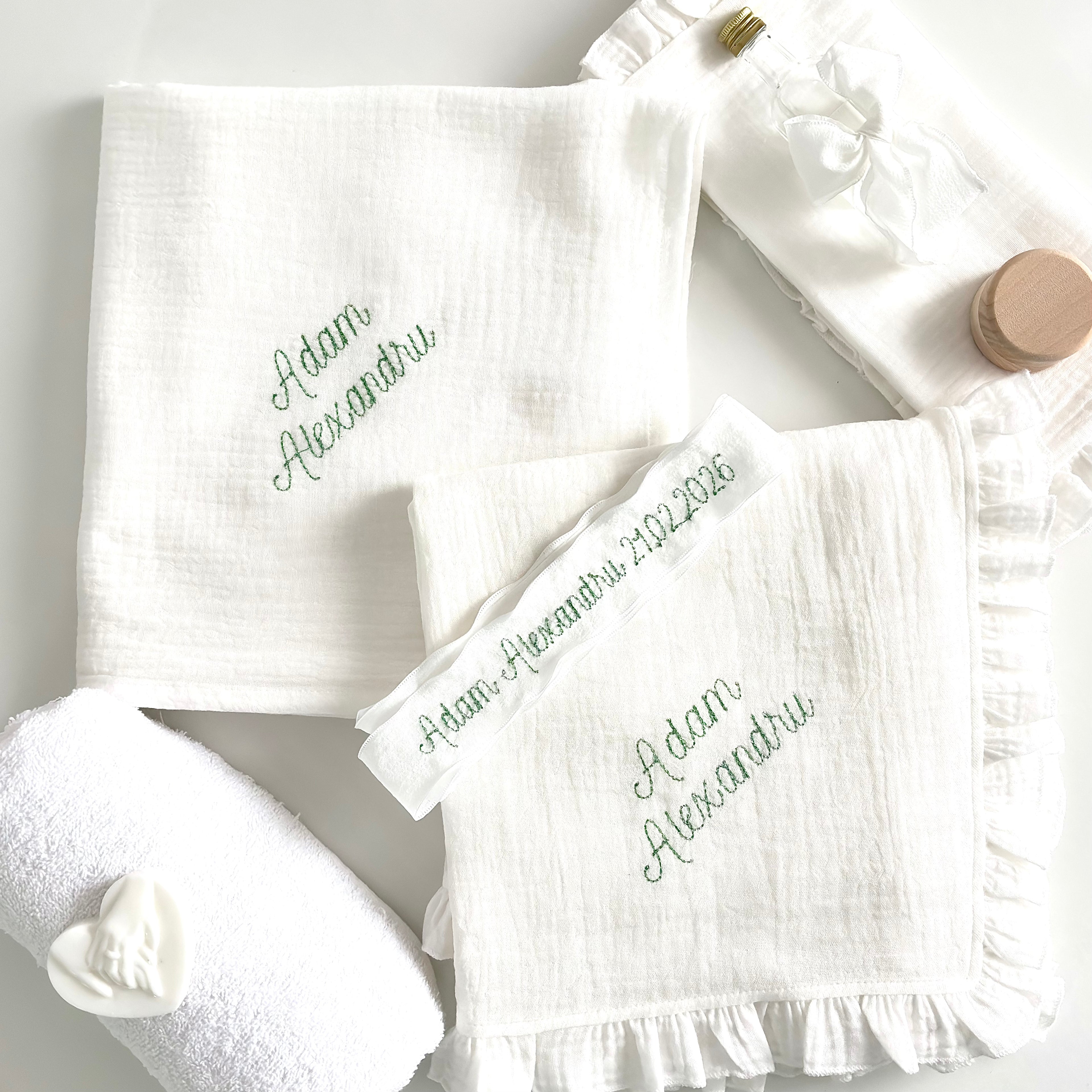 Trusou Personalizat pentru Botez din muselina -Model 011