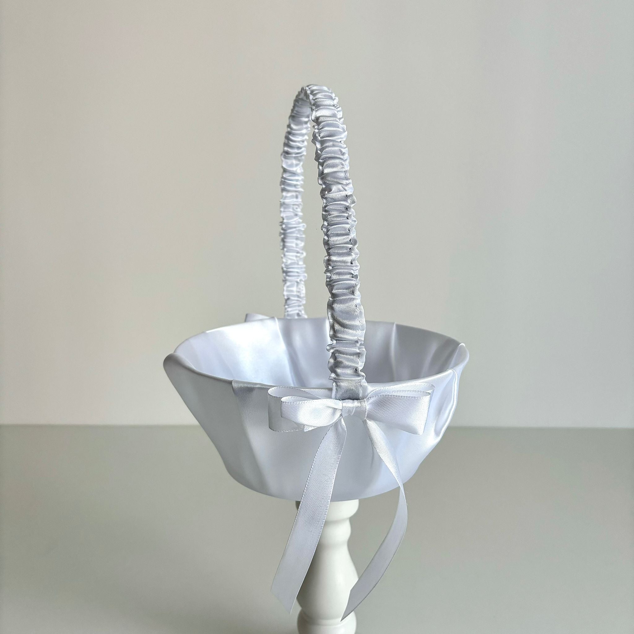 Coșuleț și Pernuță pentru Nuntă cu panglică albă