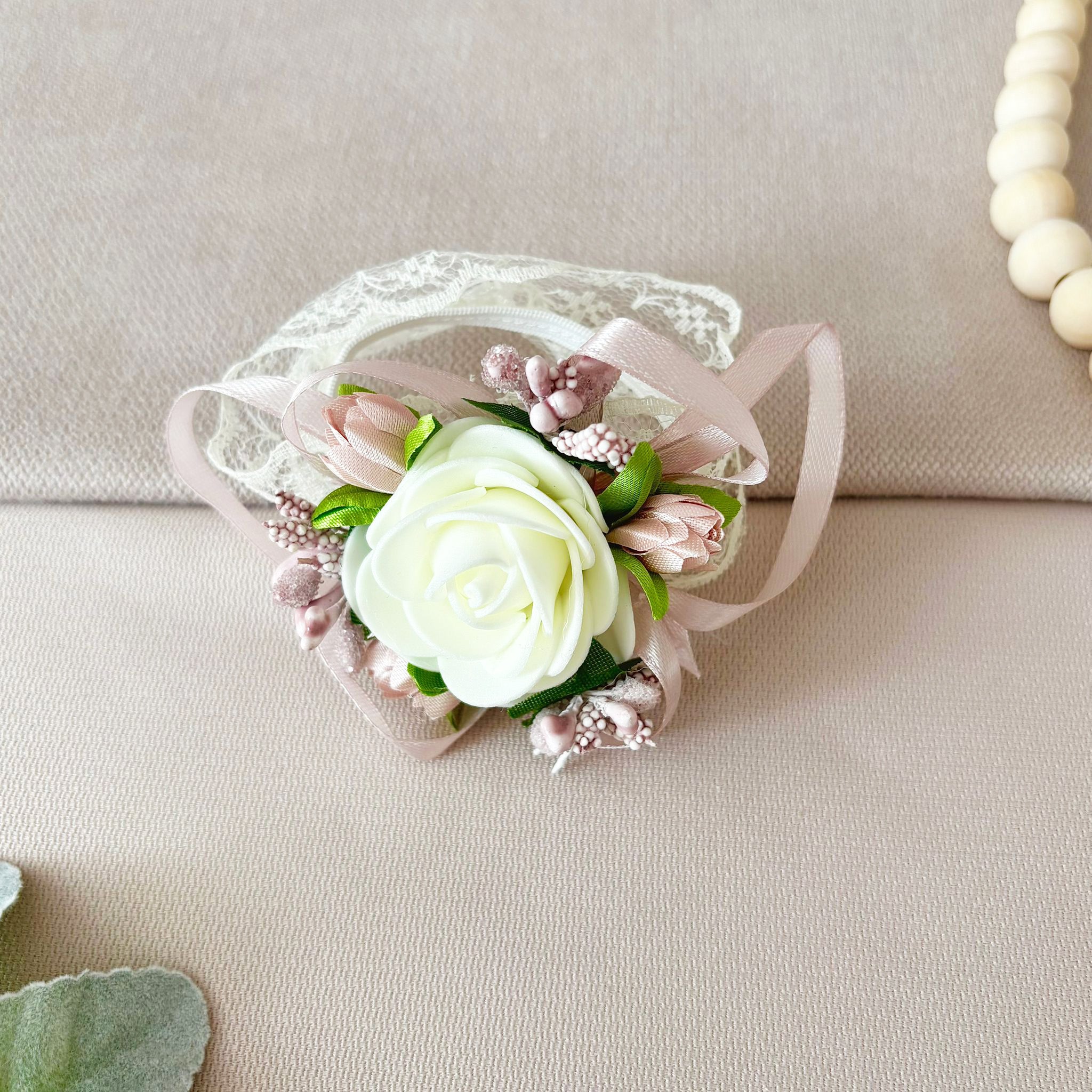 Corsaj Nunta Brățară Dantelă cu Accesorii Bej