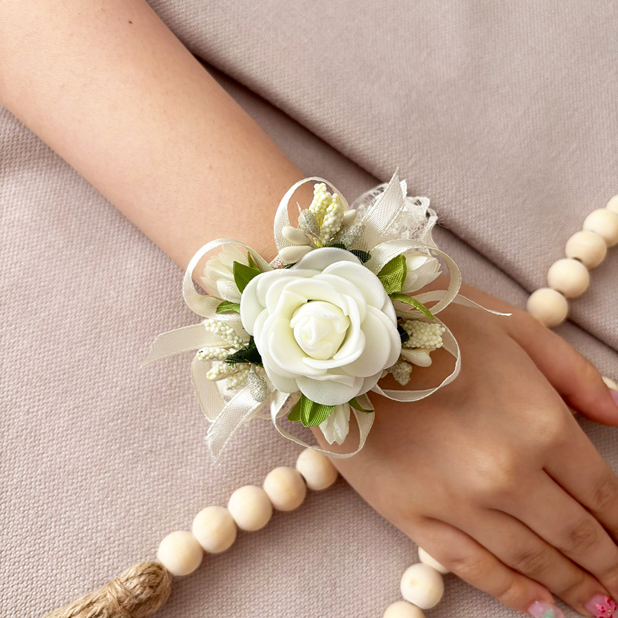 Corsaj Nunta Brățară Dantelă cu Accesorii Crem