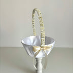 Coșuleț și Pernuță pentru Nuntă cu panglică Crem