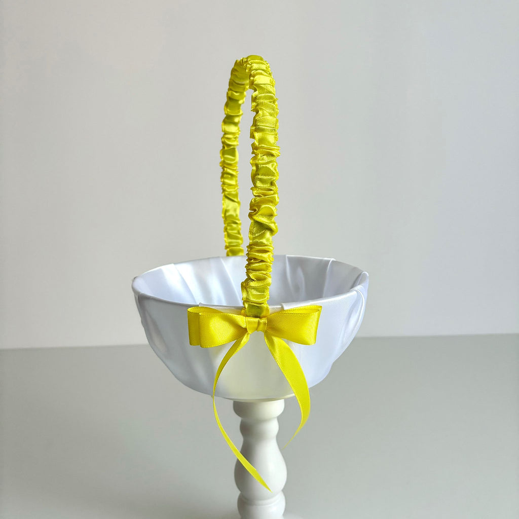 Coșuleț și Pernuță pentru Nuntă cu panglică Galbenă