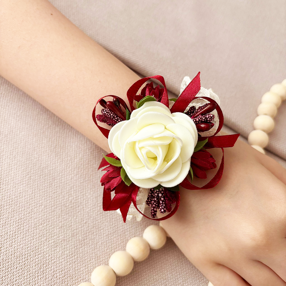 Corsaj Nunta Brățară Dantelă cu Accesorii Grena