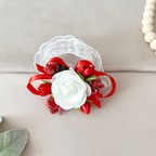 Corsaj Nunta Brățară Dantelă cu Accesorii Roșii