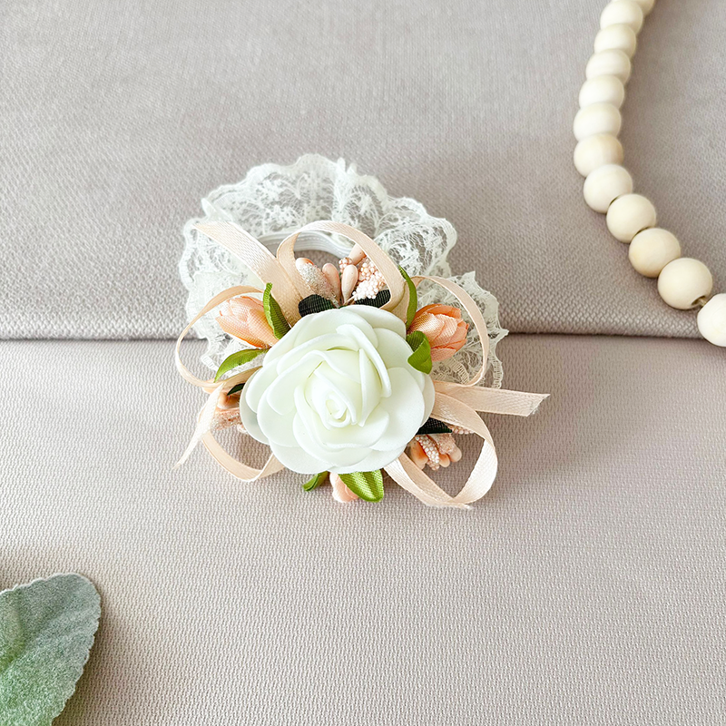 Corsaj Nunta Brățară Dantelă cu Accesorii Somon