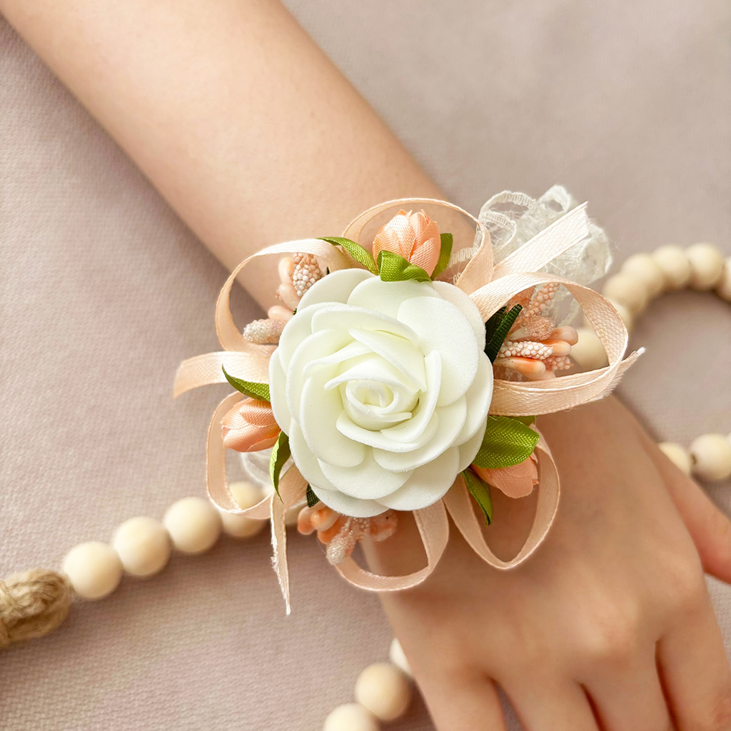 Corsaj Nunta Brățară Dantelă cu Accesorii Somon