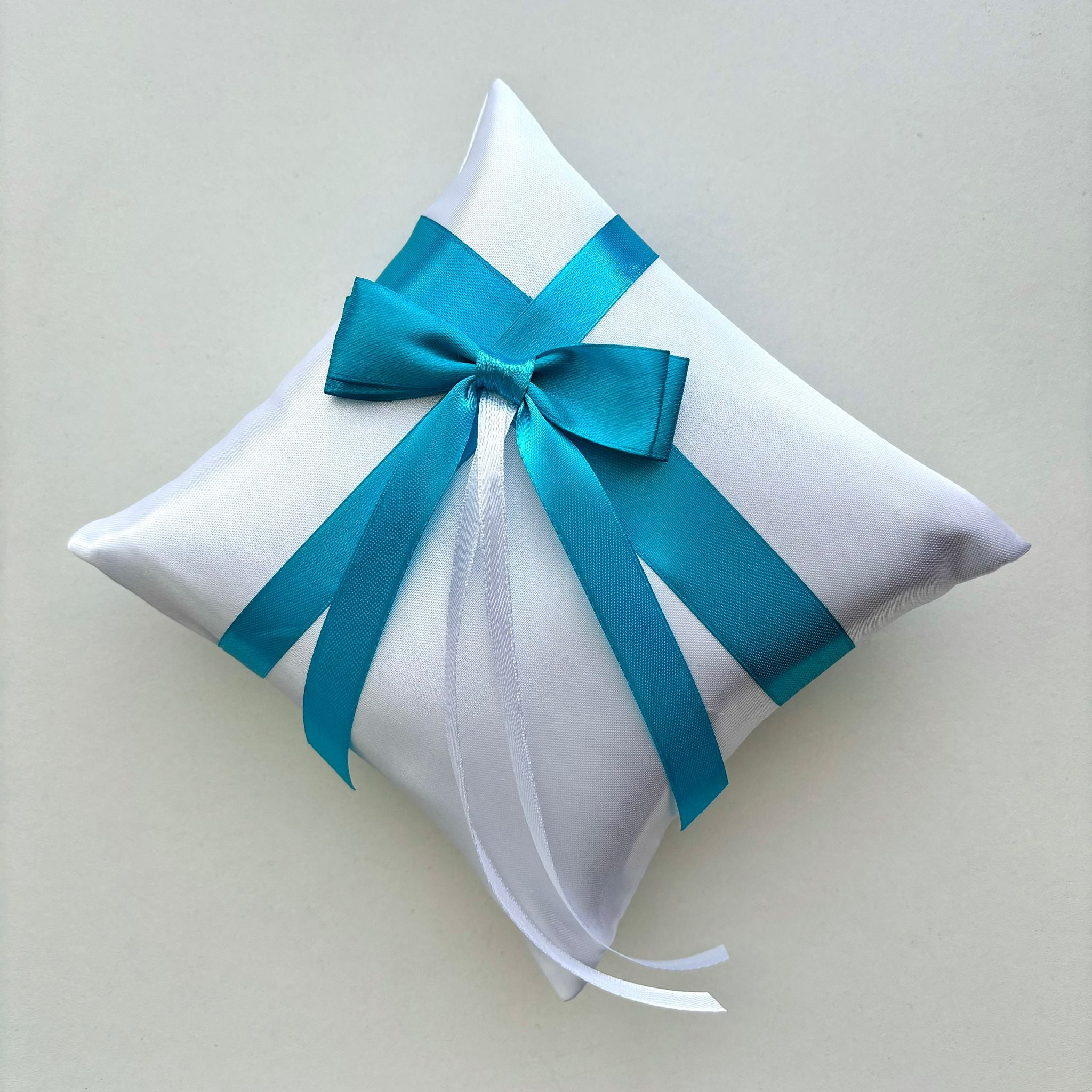 Coșuleț și Pernuță pentru Nuntă cu panglică Turcuaz