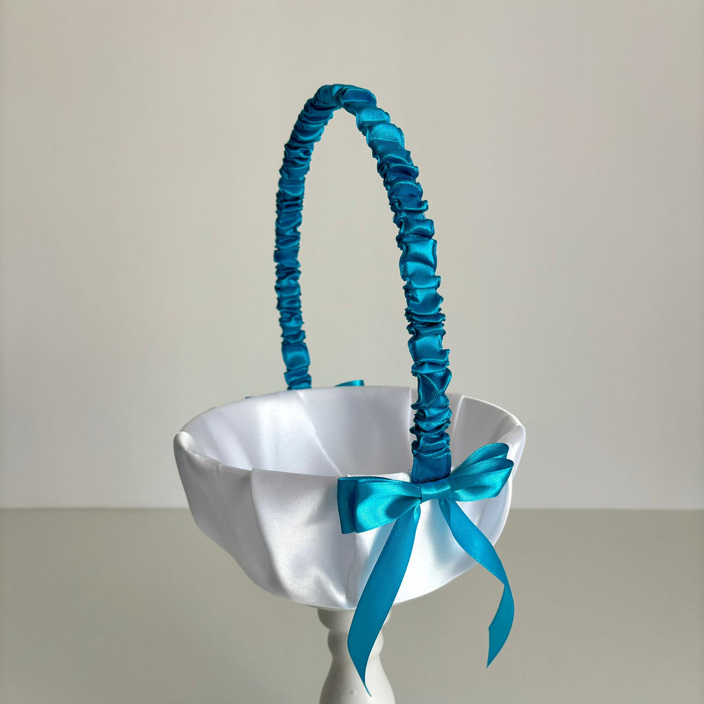 Coșuleț și Pernuță pentru Nuntă cu panglică Turcuaz